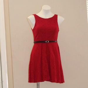 Arden B Red Lace Skater Dress - Pre-Owned